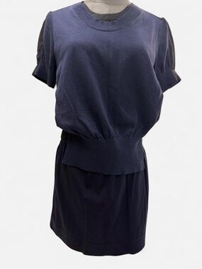 JNBY Navy and Black Women's Mini Dress